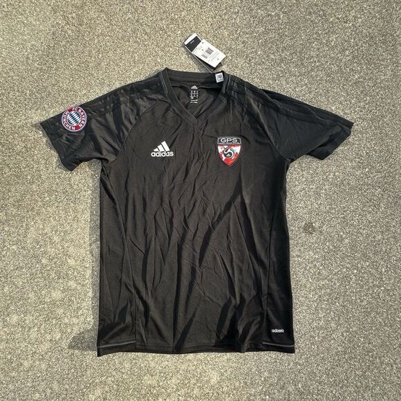 Adidas GPS FC Bayern Munchen Soccer Jersey Mens Medium Black V-Neck Adizero - Picture 1 of 7